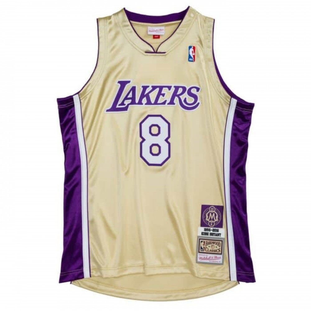 Men's Los Angeles Lakers Kobe Bryant #8 Throwback Gold Hall of Fame Class of 2020 Jersey-Pro Kit Vault | Brand New 26/27 Sports Jerseys